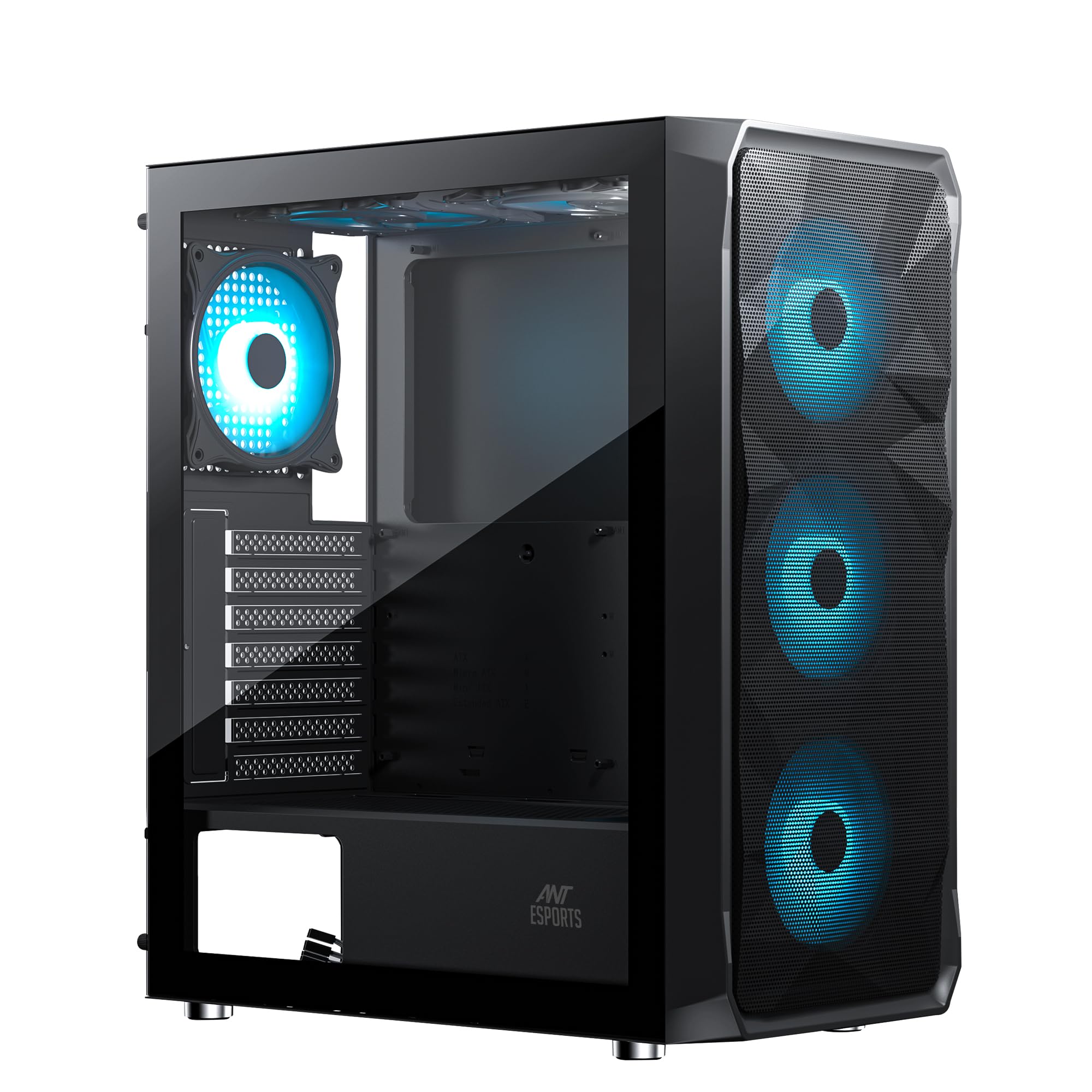 Ant Esports ICE- 112 Mid- Tower Computer Case/Gaming Cabinet - Black | Support ATX, Micro-ATX, ITX | Pre-Installed 3 Front Fans & 1 Rear Fan