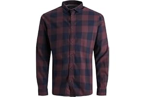 JACK & JONES herr Jjegingham Twill Shirt L/S Noos Skjorta | Smal passform, rutig, långärmad, avslappnad, supermjuk process vid en maximal temperatur på 40 °C