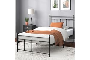 Zinus Nicholas łóżko 80 x 190 cm – 31 cm wysokości – łóżko pojedyncze – metalowa rama łóżka z zagłówkiem i podnóżkiem, kolor czarny