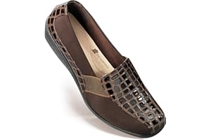 GALERIA DEL COLECCIONISTA Zapatos de señora Alto Confort Horma Extra-Ancha Especial. Fáciles de Poner: Ajustables. Plantilla Piel, Suela Antideslizante, cómodo Tacón de Cuña: Flexibles y Elegantes