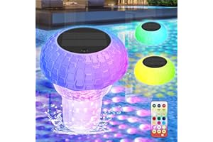 GHWMYD Distributeur de Chlore Flottant avec Lumière Solaire LED, Diffuseur Chlore Piscine avec Contrôle par Bouton Flotteur, Télécommande, Libération Réglable & Ouverture，Flotteur Piscine Chlore
