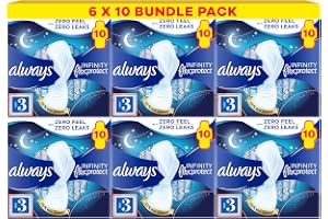 Always Infinity Flex Protect Night Size 3 Sanitary Towels with Wings 10 Pads X Pack of 6