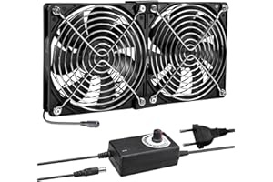 Joycabin 120mm Gehäuselüfter, 12V Computer Lüfter Mit Geschwindigkeitskontrolle, Bürstenlos Kühlung für PC, Laptop, TV Box, AV Kabine, Router (2)