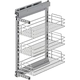 Emuca - Removable trolley with soft closing, Removable kitchen shelf, module 300 mm, Chrome, Steel.