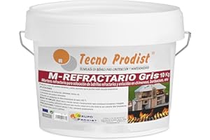 M-REFRATTARIO GREY di Tecno Prodist - (10 kg) Malta refrattaria speciale per mattoni refrattari e intonaci in ambienti che raggiungono alte temperature, barbecue, forni, ecc.