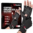 KMEIVOL BraceBull Arthritis Gloves (2 Count), Copper Infused Fingerless Compression Gloves for Hand Pain, Carpal Tunnel, RSI, Rheumatoid, Tendonitis, and Relieve Muscle Pain for Women & Men (M, Black)