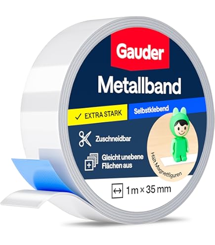 Durable Magnetband Selbstklebend 3,5 Cm X 5 M - Weißes Magnetklebeband Mit 10 Magneten