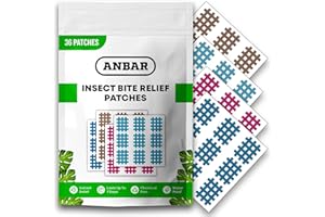 Anbar Bug Bite Itch Relief Patches to Relieve Itchy Irritation and Swelling, Mosquito, Tick, Midge, Fly, and Sandfly Post-Bite Skincare, Natural Deet-Free Patch, 36 Pcs