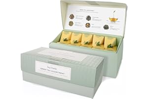 Tea Forte Presentation Box Tea Sampler, Assorted Variety Tea Box, 20 Handcrafted Pyramid Tea Infuser Bag, Green Tea Assortment