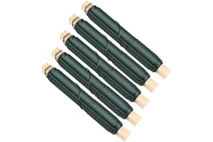FHISKUNYU Juego de 5 Alambre para Envolver Lacado en Verde - Bobina de Madera 0.65mm, Cuerda de Jardinería Suave para Manualidades, Plantas y Decoración