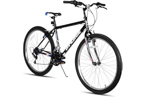 HH HILAND HILAND 24/26 Inch Mountain Bike, 18 Speed Mountain Bike for Men Women, High Carbon Steel Frame, V-brakes MTB for Different Terrains, Black/White