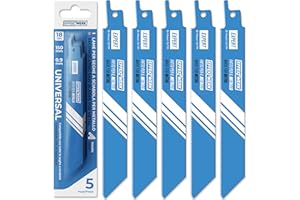 EFFEKTWERK Lame per sega universale per metallo (5 pezzi), set di lame per sega a sciabola per il taglio del metallo, lame per sega a sciabola in acciaio bimetallico con 18 TPI (denti per pollice)