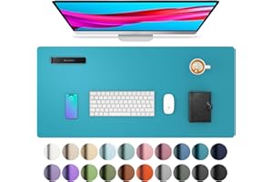 Aothia Sous-main de bureau et maison étanche, tapis de souris, tapis de bureau antidérapant, en cuir PU, 80 cm x 40 cm, Bleu turquoise