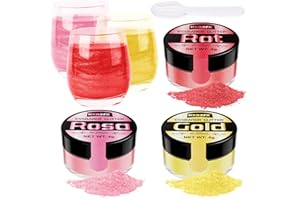 ‎HXDZFX Essbares Glitzer Set - 3 Farben Glitzerpulver für Getränke, Geschmacksneutrales Lebensmittelfarbe Pulver, Glitzerpuder für Schokolade, Cocktail Drinks, Fondant, Drinks, Flüssigkeiten - 4g