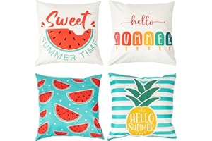 KUNOLI Outdoor Cushion Covers 45 x 45 Set of 4, Garden Summer Cushion Covers 18x18 inch Waterproof Garden Cushions, Boho Patio Furniture Cushions Covers Decorative Pillow Covers for Outside Sofa, Home Decor