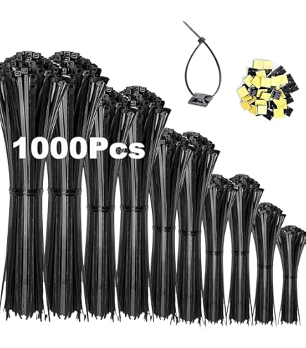 600 Pack Black Nylon Cable Ties Mixed Pack,Cable Zip Ties,Zip Ties Heavy Duty, Self-Locking Wire Tie, Assorted Sizes 4" 6" 8" 10" 12" , With 18/40/54 Lbs Tensile Strength
