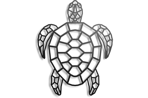 keluly Décoration en Métal Sculpture Murale Flottante Ombres en Acier (43x31cm., Tortue)
