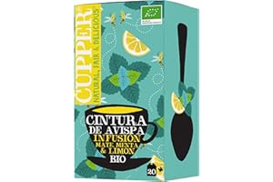 CUPPER - 20 Bolsitas De Infusiones Ecológicas Cintura de Avispa - Propiedades Depurativas Y Diuréticas - Contiene Mate, Menta y Limón - Apto Para Vegano