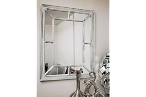 DEENZ Antique White window Mirror Stylish Decor Wall hallway rustic 60x76CM