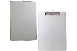 TUKA-I-AKUT Pack of 2 | A4 Clipbboard Heavy Duty Aluminum Alloy Antislip Paper Holder, Durable Rust Proof Writing Document Holder, Rubberized Metal Clamp, Hardboard Writing Pad, Metallic Silver, TKD8053-A4-2x