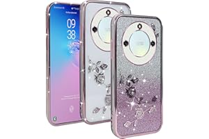 XINYEXIN Funda Glitter para Honor Magic 5 Ltie 5G, Carcasa Teléfono Antigolpes Transparente Bling Sparkle, Ultra Delgado Cute Brillante para Niñas y Mujeres - Oro Rosa