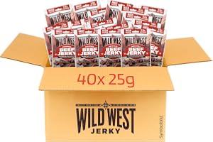 40x 25g Wild West Original Beef Jerky 1 kg Set – Torkat kött i storförpackning – Högt proteininnehåll