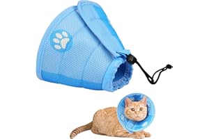 HEATAIL Halskrause Katze Einstellbarer, Halsband Katze Wiederherstellung, verhindert das Lecken von Wunden, spitz zulaufendes Schutzhalsband für Katzen und Welpen (L)