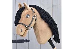 LarDen Hobby Horse Samantha | Cheval Bâton avec Licol Noir - S | Tête de Cheval à Bâton à Chevaucher | Fait à la Main avec Accessoire | pour Petits et Grands Enfants | Hobby Horse Réaliste