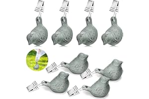 PATELAI 8 Pesos Vintage de Mantel Kit de Pesas Colgantes con Clip para Mantel Peso de Cubierta de Mesa de Pájaros Antiguos de Hierro Fundido para Picnic Campamento en Aire Libre Jardín (Verde Claro)