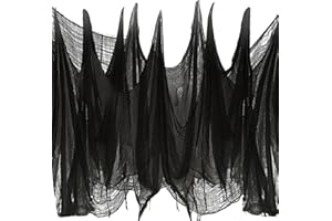 AnJeey Halloween Decorazioni, Panno Raccapricciante di Halloween 79 * 157 inch (200 * 400cm) Accessori Halloween Decorazioni Casa Horror per Giardino, Finestre, Porte, Interni ed Esterni, Nero