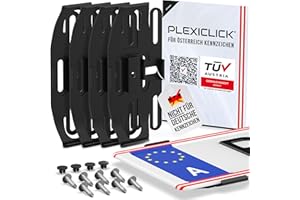 PLEXICLICK® Austria License Plate Holder Frameless Invisible Frameless Number Plate Holder Black Vehicle Care Change Number Plate Car