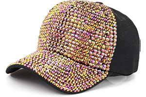 MESU Femmes Casquette de Baseball Clouté Strass Crystal Baseball Cap Glitter Sun Hat
