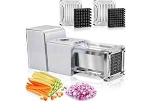 Pommesschneider Elektrisch, Sopito Professioneller Kartoffelschneider mit 9mm und 12mm Edelstahlklingen für Kartoffeln, Süßkartoffeln, Karotten und anderes Gemüse