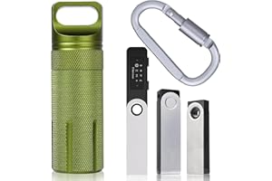 Aenllosi pour Ledger Nano X, Nano S Plus, Nano S Étui - Portefeuille Crypto Matériel en Alliage d'Aluminium, Ignifuge et Étanche (Vert, Boîtier Uniquement)