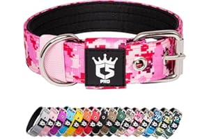 TSPRO Collier Tactique pour Chien avec Boucle en Métal, Collier Réglable pour Chien, Largeur 3,3 cm, Résistant et Confortable pour Les Petits Chiens (Camo Rose S)
