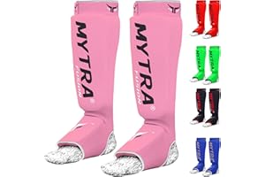 Mytra Fusion Shin Instep Guard Stretchable Polyester Fabric Padded Kickboxing Shin Guards Lightweight Training Shin Guards Muay Thai, MMA, Martial Arts Shinguards for Men & Women
