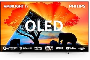 Philips Ambilight 55OLED759 Smart TV OLED 4K - Écran 55 Pouces, Plate-Forme P5 AI Perfect Picture Ultra HD, Titan OS, Dolby Vision et Son Dolby Atmos, Fonctionne avec Alexa et Google Assistant