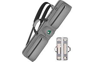 PEKREWS Billard-Queue-Tasche, 4x5 Queue-Tasche mit mehreren Fächern, für 4 Butts und 5 Schäfte, weich gepolstert und stabil mit verstellbaren Schulterriemen für Damen und Herren