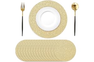 TARKLANDA 50 tovagliette di carta oro rotonde scintillante oro, tovagliette usa e getta rotonde, 35 cm, decorative per tavolo da pranzo, feste, compleanno, Matrimonio, Natale