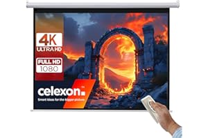 celexon Basic Écran de Projection motorisé 100" | 200x150 cm 4:3 | Écran Full-HD 4K pour Le Home Cinéma ou présentations de Bureau | adapté au Montage Plafond ou au Mur | télécommande Incluse