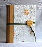 Album 23x30 con 50 pagine per 100 oppure 200 foto pelle e carta con fiori artigianale bottone cuore Giallo