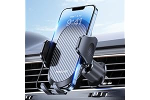 Miracase 2025 Car Phone Holder, Stable Double Steel-Hook Air Vent Car Phone Mount Cradle 360°Rotation, One Button Release Mobile Phone Holder for iPhone, Galaxy, All 4.0''-7'' Smartphones