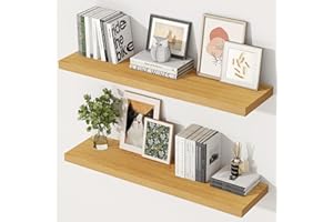 ‎FEIHORRM Extra Tiefes 29,5 cm Wandregal Holz, 90cm Lang Wandboard Eiche 2er Set, Schweberegal aus MDF Holz, Regal Wand für mehr Stauraum, Regalbrett für Küche, Wohnzimmer, Schlafzimmer, Badezimmer & Büro