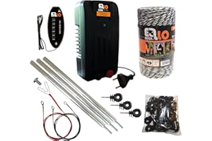 Ellofence Hobby Kit de démarrage complet avec appareil de clôture en pâturage, fil de clôture de pâturage, piquet de terre et isolateurs – Appareil extrêmement silencieux 230 V