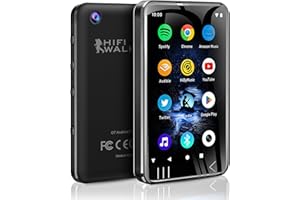 HIFI WALKER G7 MP3 Player With Bluetooth and WIFI - Spotify and Camera, Android Touchscreen 144GB Music Player With Speaker, Support YouTube, Audible