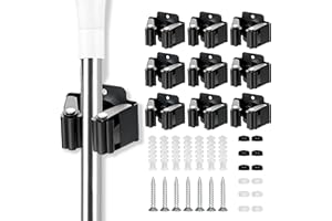 YOCOLE 9 Stück Gerätehalter Set, Besenhalterung Wand Gartengerätehalter Besenhalter, Wandhalterung für Besen Gartengeräte Schaufel Wischmopp, Stahl Werkzeughalter Zuhaus Garten Garage, Schwarz