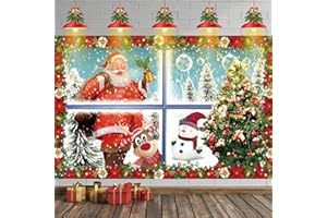 HILAVO Große Weihnachten Banner, Weihnachtsmann Weihnachtsbaum Weihnachts Banner Dekoration Indoor Hintergrund Banner für Winterferien Weihnachtsfeier Party Wand Deko, 72.8 x 43.3 Zoll