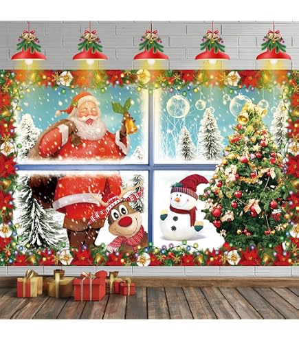 Weihnachts-Fotohintergrund Aus Stoff – 185x110 Cm, Mit Schneemann-Motiv, Inkl. Aufhängebändel