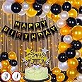 Party Propz Happy Birthday Decoration For Husband Kit Combo Set - 55pcs Birthday Paper Banner Metallic Confetti Balloons With Cake Topper & Glue Dot - Happy Birthday Decorations Items
