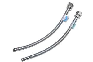 Xcel Home FPM12-COMP-300(X1) FPM1215300COM 2 x 300 mm M12 x 15 mm de compresión monobloc Grifo Conectores Cocina Lavabo Flexi Pipas, Plata